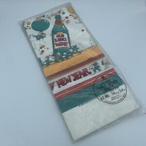 Happy New Year Old Lang Wine Paper Tablecloth 1.4mx2.4m Vintage 1982 Jack Reilly